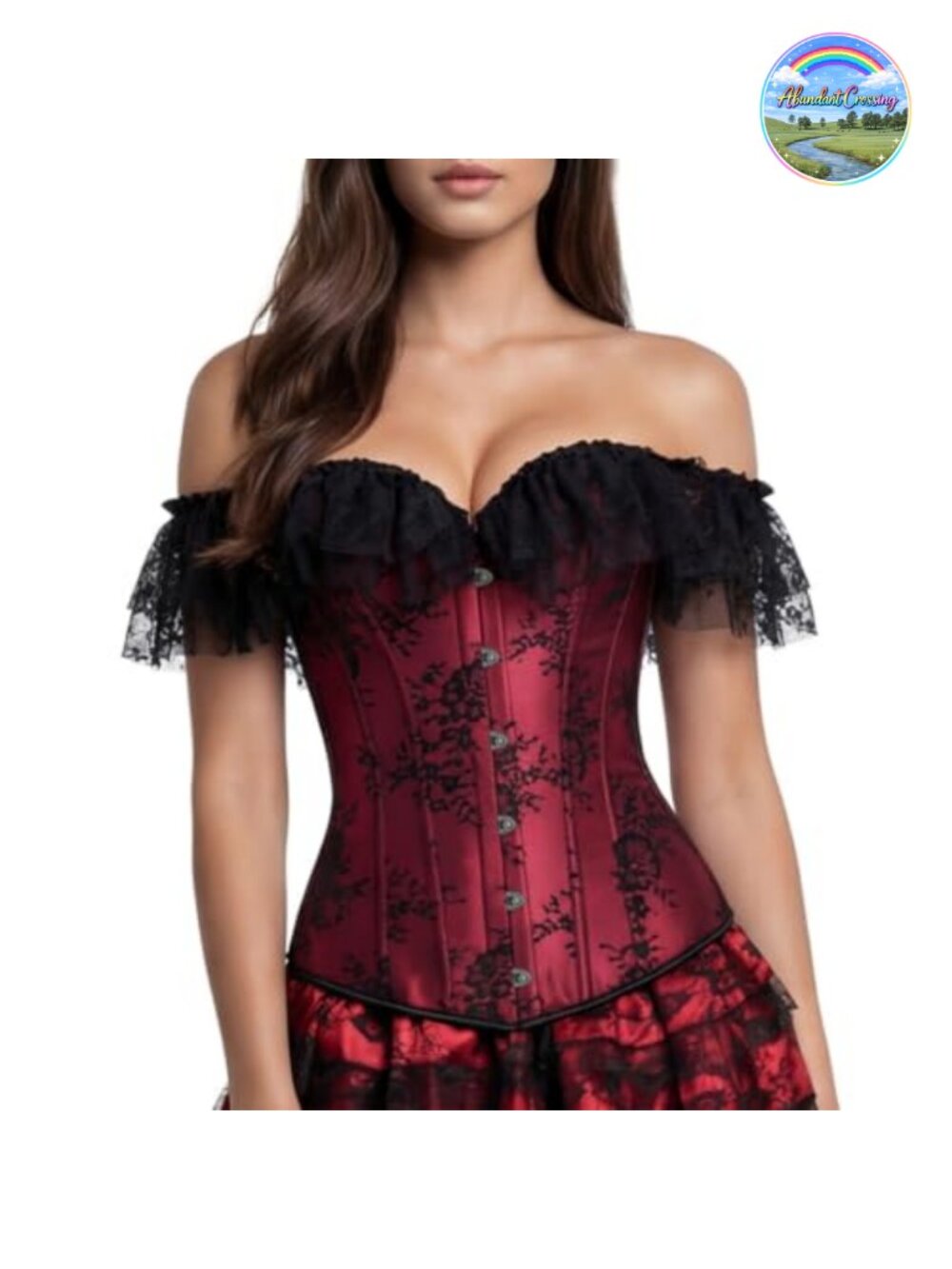 Victorian Lace Corset Overbust Bustier Steampunk Cosplay Costume